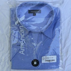 New American Airlines 100% cotton women's blouse Size 12 Regular blue check NIP